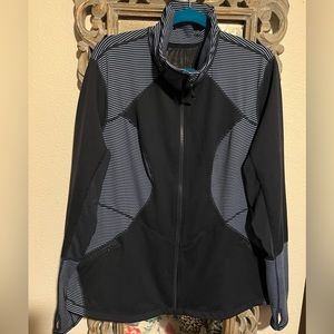 Zella Dark & Light Blue Full Zip Mesh Back Active Top Plus Size 3X Thumb Holes